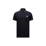 Moncler SS24 Logoga L&uuml;hikeste Varrukatega Sirge Polo S&auml;rk Meeste Polo S&auml;rgid Tumesinine J10918A0002189A1677X M black