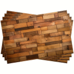 4 tk Rustikaalse Puidutekstuuriga Lauamatte - 12x18 Vastupidavad Pol&uuml;ester Lauamatid Kodu, Restorani ja Telkimise jaoks, Masinpestavad 4PCS brown