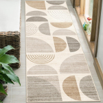 Minimalistlik geomeetriline esikumat - libisemiskindel pestav k&ouml;&ouml;givaip, poolringikujuline triibuline p&otilde;randamatt keskaegse kodu sisustuseks 50X150cm-Felt