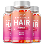 Airboy AH-MAZING Juuksevitamini Kummikommid 100 tk - Biotiin 5000 mcg koos C-vitamiini E B6 Tsinkiga, Juuste Naha & K&uuml;&uuml;nte Toetus 100*3