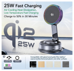 Qi2 25W Magnetiline Traadita Autolaadija Kiirlaadimine 30 minutilt 50 protsendini &Otilde;hutusava Jahutusventilaator RGB Valgus Telefonihoidja Alus Qi2 Wireless Charger gray