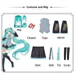 Anime figuurid Esitusriided Cosplay kost&uuml;&uuml;m JK seelikukost&uuml;&uuml;m Parukas Aksessuaarid Halloween Karnevalipidu Comic Con S&Hatsune Miku gray