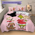 3 tk Grinch J&otilde;ulupidustuste Voodipesukomplektid K&otilde;ikidele Suurustele Uus 3D Prinditud Voodikate Tekikate Tekikate Padjap&uuml;&uuml;r Magamistoa Kaunistus 260cmx220cm