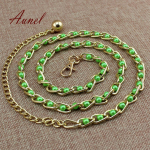 Vogue metallist &otilde;huke v&ouml;&ouml;kett rihma helmeslips v&ouml;&ouml;rihm roheline/&scaron;ampanjav&auml;rvi