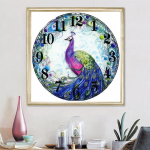 5D DIY Diamond Peacock Colck Crosstitch Teemanttikandid Mosaiik Teemant Kodukaunistus 30x30CM