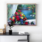 Teemantmosaiik t&auml;is&uuml;mmargune lill 5D teemantmaali pilt kivist tikandiga kodukaunistuse kingitus 20X30CM