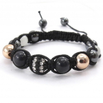 Les Tr&eacute;sors De Lily [J8956] - Bracelet ethnique 'Shambhala' noir dor&eacute; must