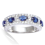 Bague Argent 'Celestina' bleu saphir argent&eacute; (rhodi&eacute;) - 7 mm 56 sinine