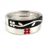 Bague plurielle argent 'Flower' noir rouge 58 must