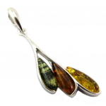 Les Tr&eacute;sors De Lily [P3340] - K&auml;sit&ouml;&ouml;na valmistatud h&otilde;bedast ripats  Inspiration  Amber 3 tooni (roodiumiga kaetud) - 35x12 mm pruun