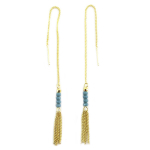 7bis [Q6234] - Boucles artisanales 'Boho' turquoise dor&eacute; - 70x3 mm t&uuml;rkiissinine