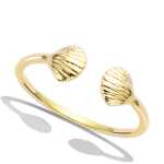 Bague Plaqu&eacute; Or ouverte 'Coquillage Saint Jacques' dor&eacute; - 6x5 mm 54 kuld