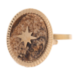 Les Tr&eacute;sors De Lily [Q8737] &ndash; disainitud terass&otilde;rmus 'Une Etoile est N&eacute;e' kuldne jaspis - 17x14 mm beež