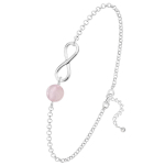 Les Tr&eacute;sors De Lily [R0974] - Bracelet argent artisanal 'Infini' quartz rose argent&eacute; - 12x10 mm Heleroosa