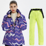 Talvine naiste paks soe suusakost&uuml;&uuml;m v&auml;litingimustes tuulekindel veekindel triibuline suusajope Suusap&uuml;ksid Naiste lumelauakost&uuml;&uuml;m suusakomplekt M