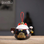 Lucky Cute Cat Tea Caddy keraamiline loomakujuline pitseeritud purgid reisimiseks kaasaskantav v&uuml;rtsipurk k&ouml;&ouml;k v&auml;ike hoiupaak A