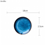 Jaapani ahi, sinine madal taldrik, lame taldrik, &uuml;mmargune kandik liharoog, taldrik pastaroog kodune s&ouml;&ouml;gin&otilde;u A