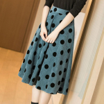 Naiste seelik S&uuml;gisene korea lihtne prantsuse elegantne retro t&auml;piga disainitud naiste velvetseelikud S roheline