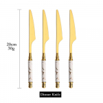 Valgest kullast roostevabast terasest s&ouml;&ouml;giriistade komplekt Creative keraamilise k&auml;epidemega noa kahvli lusika komplekt n&otilde;udepesumasinas ohutu s&ouml;&ouml;giriistade komplekt 4Pcs Dinner knife kuld/valge