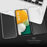 Samsung Galaxy A13 Case 360 ​​Degree kogu korpuse kate Sumsung A 13 A13 4G 5G SM-A135F A137F pehme silikoon PET+k&otilde;va arvuti jaoks l&auml;bipaistvad kaitsekatted Samsung A13 5G valge