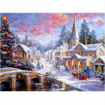 5D DIY Teemantmaaling Talvine lumestseen Teemanttikandid T&auml;ismosaiigikomplektid Ristpistes Kodukaunistus K&auml;sitsi valmistatud kingitused Round 20x30cm