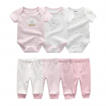 7 tk/partii l&uuml;hikeste varrukatega beebivann + p&uuml;ksid multikad poiste riidekomplektid suvised beebit&uuml;druku kombinesoonid lastele beebiriided riided 0-3Months