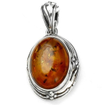 Les Tr&eacute;sors De Lily [R5506] &ndash; k&auml;sit&ouml;&ouml;na valmistatud h&otilde;bedast ripats  Inspiratsioon  merevaik (roodiumiga kaetud) - 22x16mm pruun