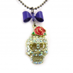 Les Tr&eacute;sors De Lily [R6745] - Barokne  Skull  kaelakee - 68 cm - 45x15 mm valge