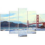 Viieosalise pildil&otilde;uendi print New York Golden Gate 100x70 sinine