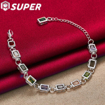 925 Sterling Silver Square inkrusteeritud mitmev&auml;rviliste AAA tsirkoonist k&auml;ev&otilde;ru ehetega 20cm