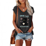 Naiste moodne T-s&auml;rk Suvine tr&uuml;kitud V-kraega s&auml;rk Naiste vabaaja l&uuml;hikeste varrukatega T-s&auml;rk S valge