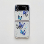 Samsung Galaxy Z Flip 4 3 &uuml;mbrisele, l&auml;ikiva v&auml;rvilise Butterfly Stari l&auml;bipaistva kokkupandava p&otilde;rutuskindla kaitse&uuml;mbrise tarvikud For Samsung Z Flip 3