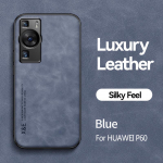 KEYSION Luxury nahast &uuml;mbris Huawei P60 P60 Pro pehme silikoon+arvuti p&otilde;rutuskindel telefoni tagakaas Huawei P60 Art P60 Pro jaoks for Huawei P60 sinine