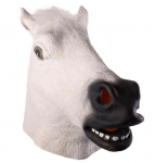 Pruun hobusemask jube hobusepea mask kummist lateksist loomamask uudsus Halloweeni kost&uuml;&uuml;mide mask valge