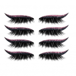 Reusable 2 in 1 Eyelash Artificial Fiber Instant Winged Outline Glitter Eyeliner Stickers for Women roosa