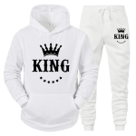 Meeste ja naiste &uuml;likonnad Paarid King Queen kapuutsiga komplekt Paari r&otilde;ivad King Queen p&uuml;kste komplektid 3XL white