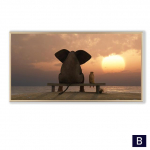 Naljakas elevant kaasaegne l&otilde;uendimaal seinale Kunst loomapildid P&otilde;hjala plakatid ja prindid lastele magamistoa sisekujunduseks 50cm&times;150cm NoFrame