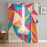 Pol&uuml;goonoranž geomeetriline t&uuml;ll Voile kardinad Hotelli kodukaunistus L&auml;bipaistvad kardinad elutuppa Magamistoa &scaron;ifoonist tr&uuml;kitud kardinad 1 PCS W300XH250cm