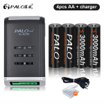 PALO 1,2 V NI-MH AA laetav aku 3000 mAh AA akud + LCD Smart AA akulaadija 1,2 V taaslaetava AA aku jaoks