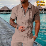 Casual Lapel T-s&auml;rk Noorte meeste mood T&otilde;mblukuga T-s&auml;rk L&uuml;hikeste varrukatega T-s&auml;rk Meeste 3D Pruun Veins Print T-s&auml;rk XS pruun