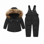 1-5-aastastele lastele soe talveriiete komplekt &Uuml;hev&auml;rviline sulejope kapuutsiga mantel ja sulep&uuml;ksid kaheosaline komplekt 120