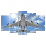 L&otilde;uendipildid Kodukaunistus 5-osaline lennuk sinises taevas Maalimine Modulaarne HD Print Lennukiplakat Elutoa Seinakunst 20x35cm*2 20x45cm*2 20x55cm*1
