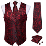 Dibangu Punane vest meestele Paisley vest Lips ja taskur&auml;tik pulmavesti komplekt pidulik &uuml;likond Vest meestele M