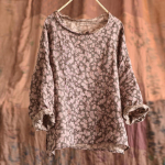 Johnature Vintage Summer Ramie Naiste T-s&auml;rgid Prindiga lillelised O-kaelusega pikkade varrukatega Hiina stiilis naiste riided vabaaja s&auml;rgid One Size roosa