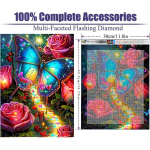 Teemantmaaling t&auml;isring puur Teemant ilus roos &uuml;mmargune kuu sinine liblikas teemantmaal K&auml;sitsi valmistatud teemantmosaiikmaal Kodukaunistus Without a frame roosa