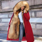 Uus eemaldatava kunstkarusnahast sisevoodriga talveparka mantel naistele XXXL