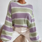 S&uuml;gistalvine villane naiste kampsun Jaapani stiilis kontrastsed triibud &Uuml;markrae, pikkade varrukatega pullover Topid Moer&otilde;ivad 28486 S orion i v&auml;rv