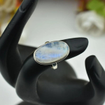 Kuukivist Kivi T&auml;is 925 Sterling H&otilde;bedast S&otilde;rmus, Statement S&otilde;rmus, K&auml;sitsi Valmistatud S&otilde;rmus, S&uuml;nnip&auml;evakivi S&otilde;rmus, Bezel S&otilde;rmus 6 white