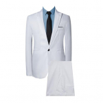 2tk/komplekt Meeste &uuml;hev&auml;rviline &auml;ririiete rev, pikkade varrukatega, &uuml;herealine bleiser Slim Fit, keskmise k&otilde;rgusega pikkade p&uuml;kste komplekt XL valge