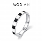 Modian 925 Sterling h&otilde;be must ja valge emailiga trendikas s&otilde;rmus naistele unikaalse disainiga s&otilde;rmused peened ehted peopuhkuse kingitus 5 h&otilde;be